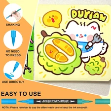 132 Colors Acrylic Paint Markers Pens Set 66 Pack Brush Rock Painting Fabric DIY