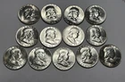 1956 TO 1963 CH BU FRANKLIN HALF DOLLAR LOT / 13 COINS
