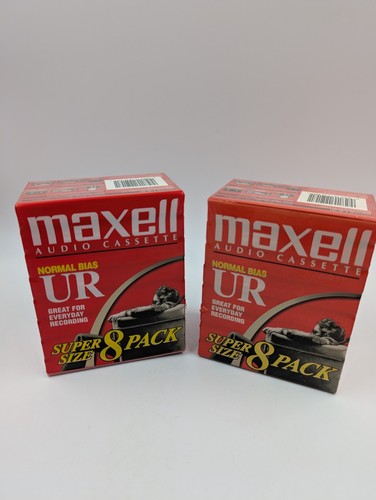 Neu Maxell leere Bänder Audiokassette normale Vorspannung UR 60 Minuten 2x8er-Packung 16 insgesamt