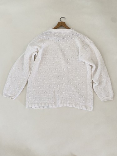 Cárdigan suéter de colección Honors Apparel blanco nítido grande de gran tamaño cabaña abuela - Imagen 7 de 7