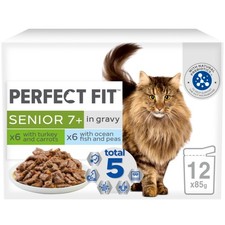 48 x 85g Perfect Fit Senior 7+ Wet Cat Food Pouches Mixed Flavours In Sauce 5.49 per kilo