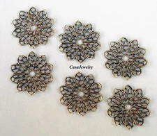 #2114 ANTIQUED GOLD ROUND OPEN FILIGREE CONNECTOR - 6 Pcs