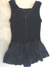 Girls Freestyle DANSKIN Black Velour w/ Skirt Dance Gym LEOTARD Sz M 7 8