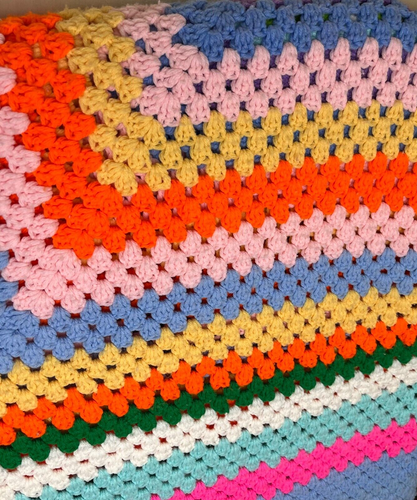 Manta de abuela tejida ganchillo afgano vintage cuadrada hecha a mano 85x85 - Imagen 4 de 9