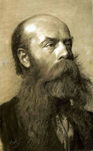 Ritratto Uomo Barbuto Profilo 3/4 Firmato Klimt - Stampa Fine Art 17" x 22" - 00953