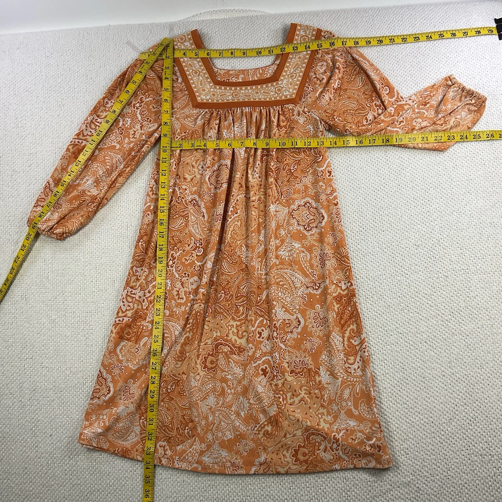 Abito Michael Kors stampa paisley scollo quadrato manica lunga XS