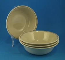 4 Corelle Rose 6.25" Cereal Bowls Single Grey Stripe inside rim