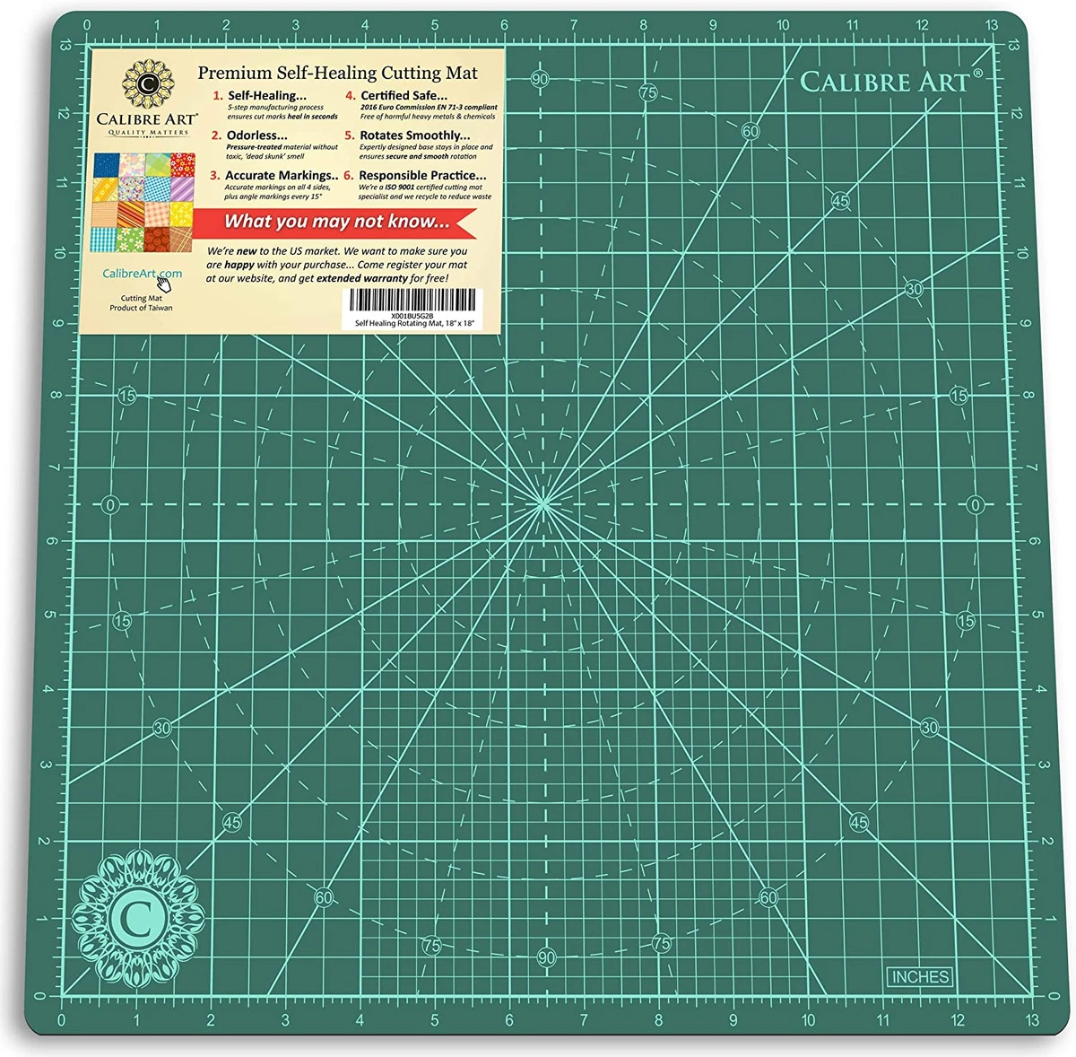 Rotating Self Healing Cutting Mat 14X14 (13 Grid), Perfect for