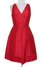 Vintage Kay Unger New York Red 100% Silk Cocktail Dress Size 6 Fit N Flare
