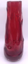 Whitefriars Knobbly Ruby Red Glass Vase 9.75"