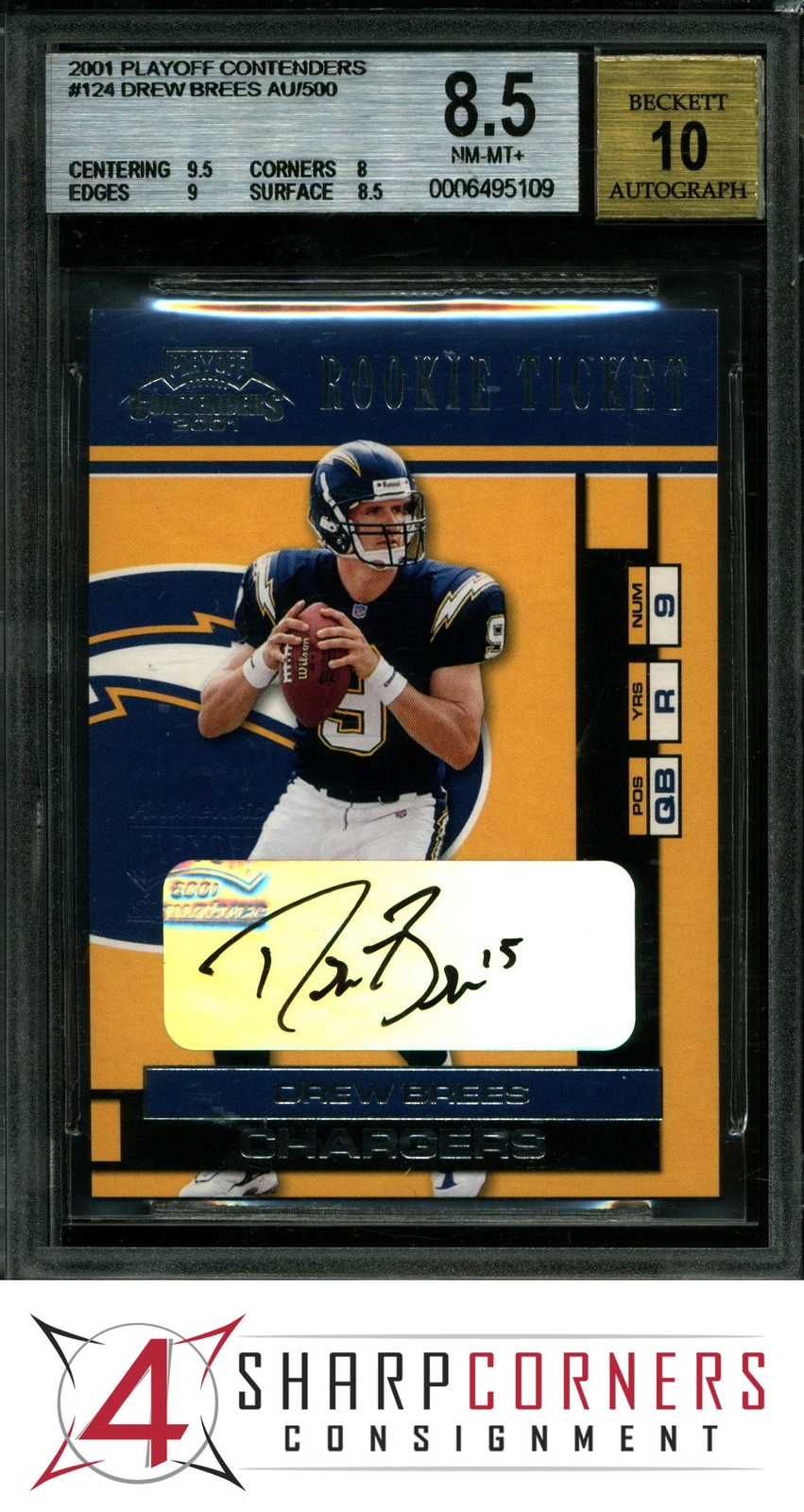 ドリュー ブリーズ　DREW BREES　直筆サインカード　AUTO　NFL Panini NFL DREW BREES 直筆サインカード 9/10ジャージー