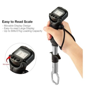 Piscifun Fish Gripper With Digital Scale - 60lb Capacity Stainless Steel Lip Gripper With Memory Function
