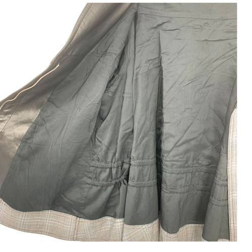Chaqueta acanalada Adeam Japón de gran tamaño talla M a cuadros negra imitación cuero mangas pasarela - Imagen 5 de 12
