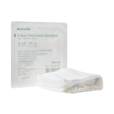 McKesson 16-Ply X-Ray Detectable Gauze Sponge 4 x 8'' 80 Tray(s) 10 per Tray