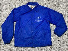 VTG Delta Downs Vinton LA Satin jacket windbreaker Blue Made In USA SIZE M