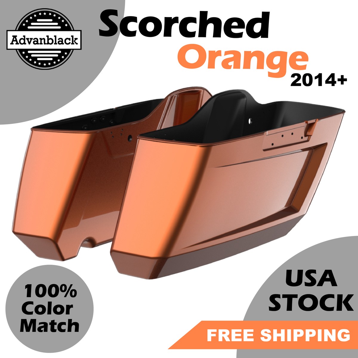 Advanblack Scorched Orange Holeshot Chopped Saddlebags Bottoms