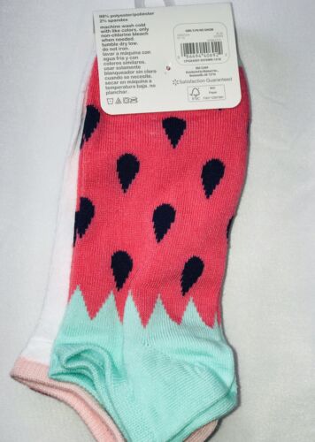 Wonder Nation Girls No Show Socks 6 pair Size 4-10 Watermelon Summer Colors - Picture 2 of 2