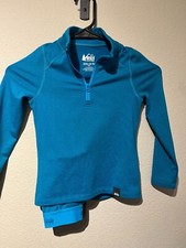 REI CO-OP Kid's Midweight Long Underwear Top  Bottom Horizon Blue XXS