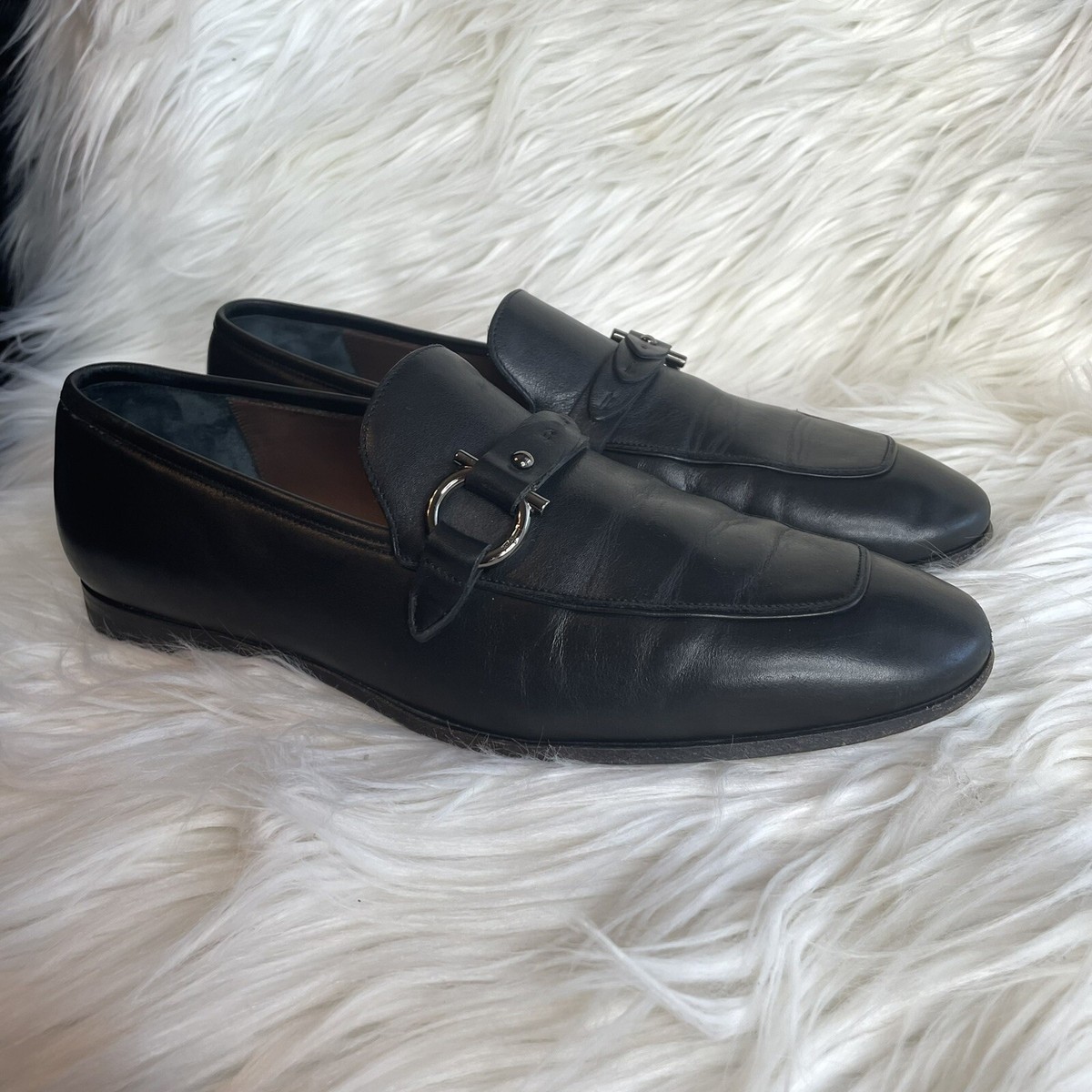 Salvatore Ferragamo David Horse Bit Black Leather Men’s Loafers Shoes Size 12 EE Salvatore Ferragamo Ferragamo David Leather Loafers Gancini  main image 2