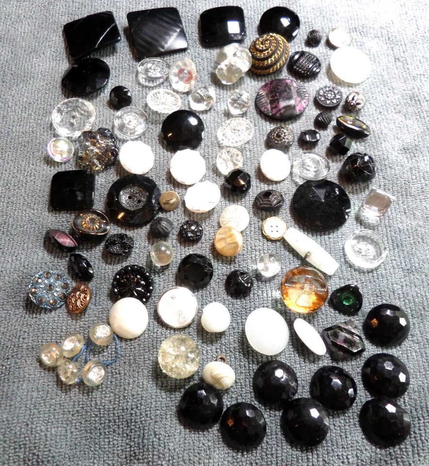 Lot of 86 Vintage Antique Glass Buttons Various Sizes Colors Shapes - Image 2 of 4