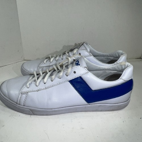 Pony Mens White Blue Faux Leather Low Top Lace Up Casual Retro Sneaker Sz 11 - Picture 7 of 19