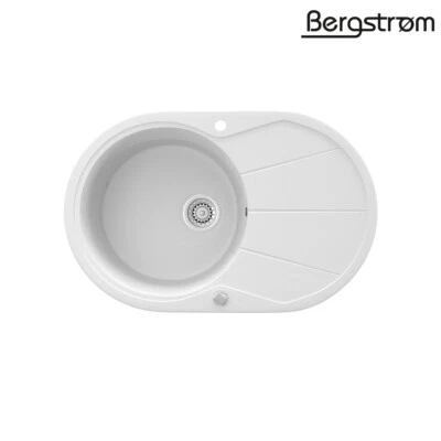 Évier de cuisine en granit encastré réversible 780x500 blanc Bergstroem