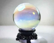 80mm Large Aurora Crystal Ball, Rainbow Glass Sphere, 3.15 inch