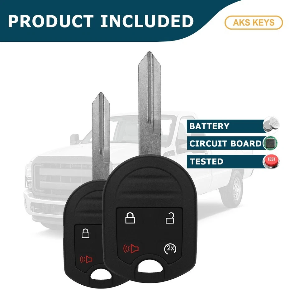 2 сменных брелока для дистанционного управления ключом для Ford F-Series 2011 2012 2013 2014 2015 2016 годов выпуска - Изображение 3 из 4