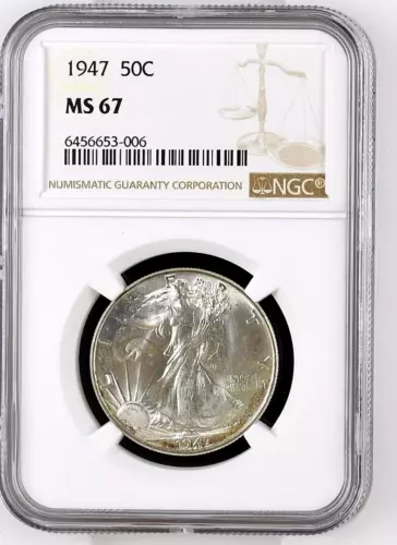 1947 Walking Liberty 50c Silver Half Dollar MS67 NGC Certified 6456653-006