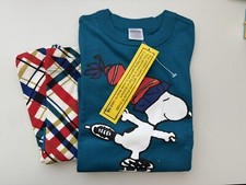 Hanna Andersson Peanuts Snoopy Skating Long John Pajama Set Size 6-7, NWT