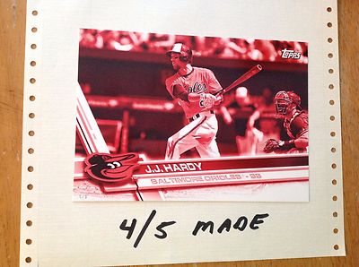 J J HARDY #BAL-2 BALTIMORE ORIOLES 4/5 Made 2017 Topps 5X7 Red Version