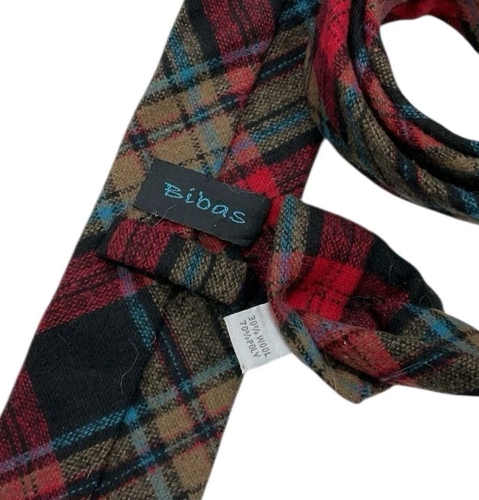 Corbata delgada BURMA BIBAS multicolor mezcla de lana tartán DISEÑADOR Foto 4 de 4