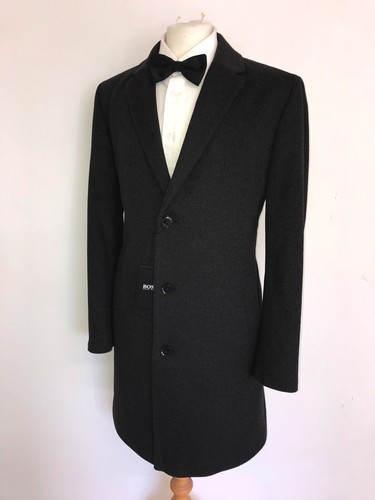 HUGO BOSS - Mens Long DARK GREY WOOL & CASHMERE COAT - 42 Reg - BNWT - GORGEOUS - Picture 4 of 14