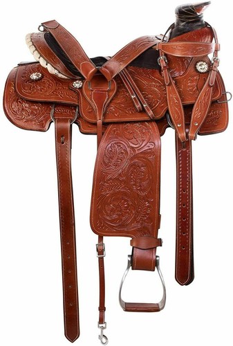 Western Ranch Roping Horse Saddle Tack Wade Tree A Fork Premium Leather Work Vgy