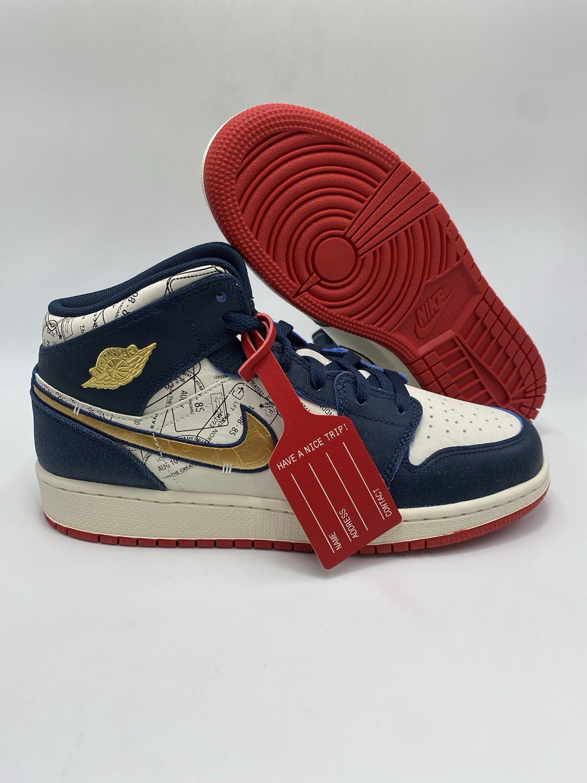 Nike Air Jordan Mid SE (GS) Armory Navy Gold Red White (FN1353