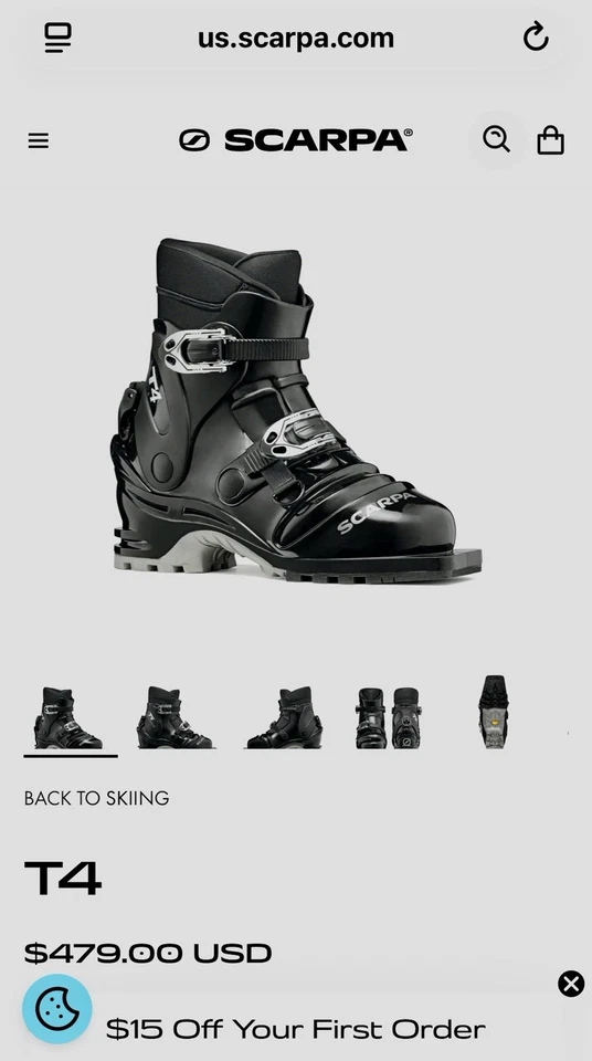 Botas de esquí Scarpa T4 para hombre Backcountry Touring Telemark talla 30,5 Foto 2 de 4