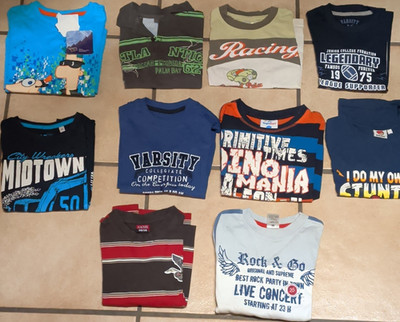 Rock & Go Vertbaudet T-Shirts Jungen Größe 110 Print Gestreift 10 Stück Kurzarm
