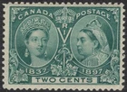 CANADA 1897 SC #52 2 CENTS GREEN QUEEN VICTORIA JUBILEE MINT LH CAT $37.50