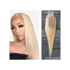 613 Blonde 2x6 HD Lace Closure 150 Density Human Hair Straight Deep Part