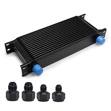 16 Row AN10 10AN Transmission Oil Cooler Kit Stacked Plate With 6AN 8AN 16 row
