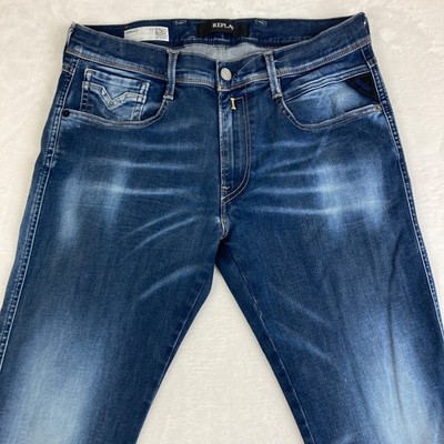 Herren Replay M914Y ANBASS Jeans W32 L32 Stretch Slim Tapered Blau