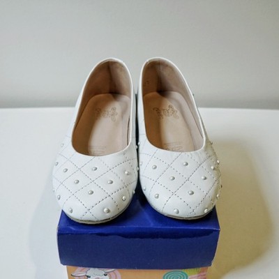 White Kids Size 11.5 Pearl Quilted Ballet Flats  | Vintage Peruvian Lamb Leather