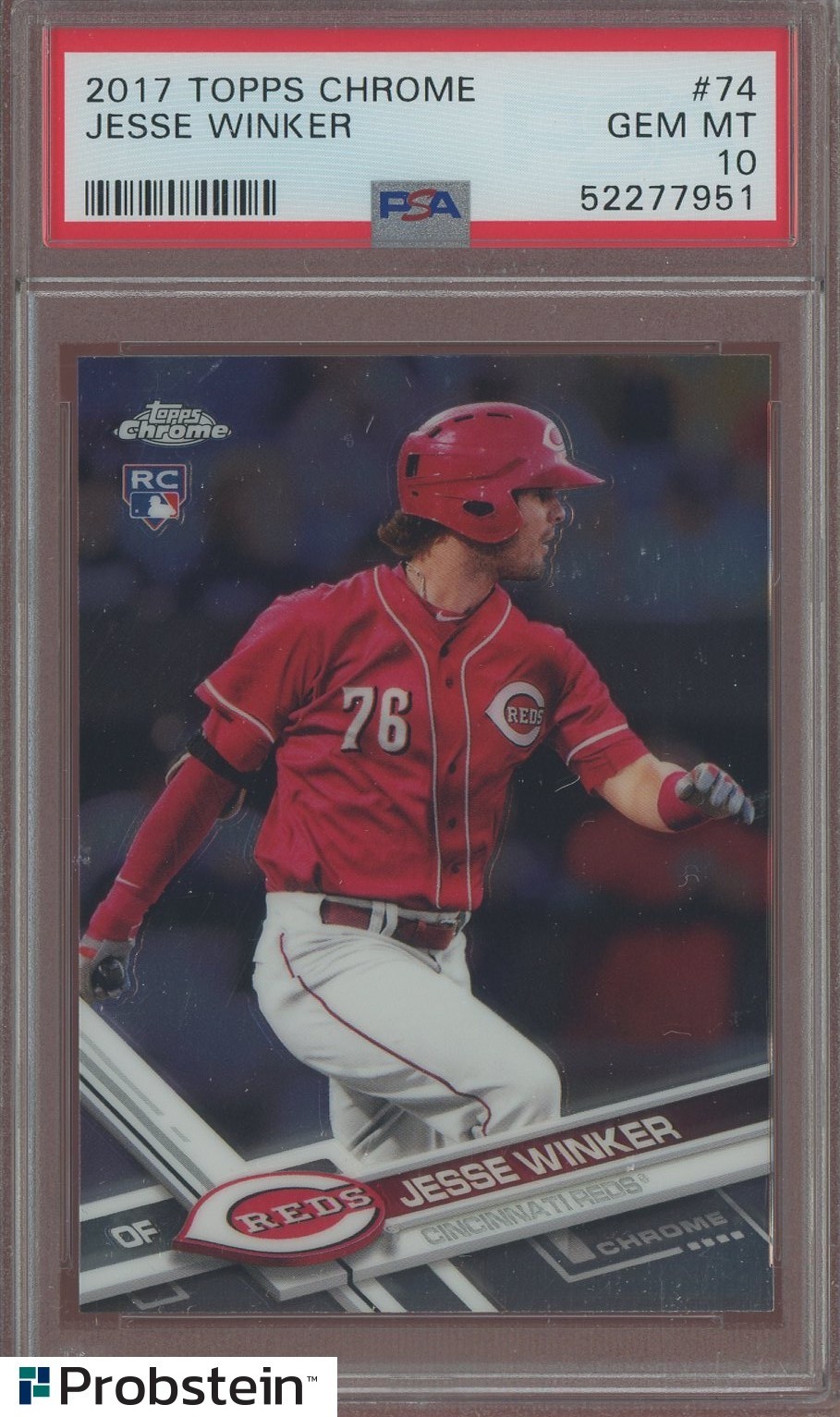 #1 2017 Topps Chrome #74 Jesse Winker Cincinnati Reds RC Rookie PSA 10 GEM MINT