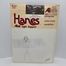 Hanes Alive Light Support Pantyhose Plus Size E Barely There Sandalfoot Vintage