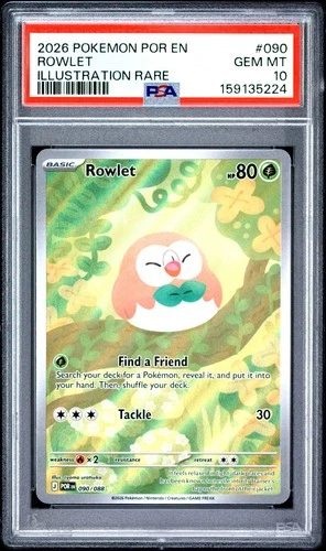 2026 POKEMON POR EN-PERFECT ORDER ILLUSTRATION RARE #090 ROWLET PSA 10