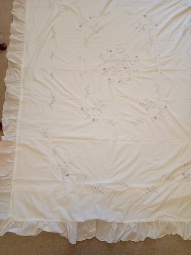 House Of Fraser Floral Embroidered Single Duvet Cover Pillow Case Vintage 1990's - Picture 5 of 24