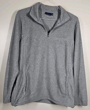 Men's Croft  Barrow Gray Extra-Soft Fleece Quarter-Zip Pullover Sz Medium