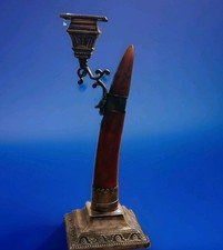 Victorian Candlestick Sterling Silver Horn Sheffield 1898 John Round Desk