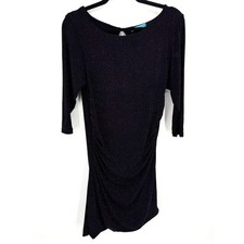 ALICE + OLIVIA Black Pink Glitter Long Sleeve Ruched Stretch Mini Dress Size M