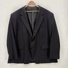 Oak Hill Blazer Mens 3XLT 54L 56L Brown Plaid Stretch Sport Coat Jacket Paisley